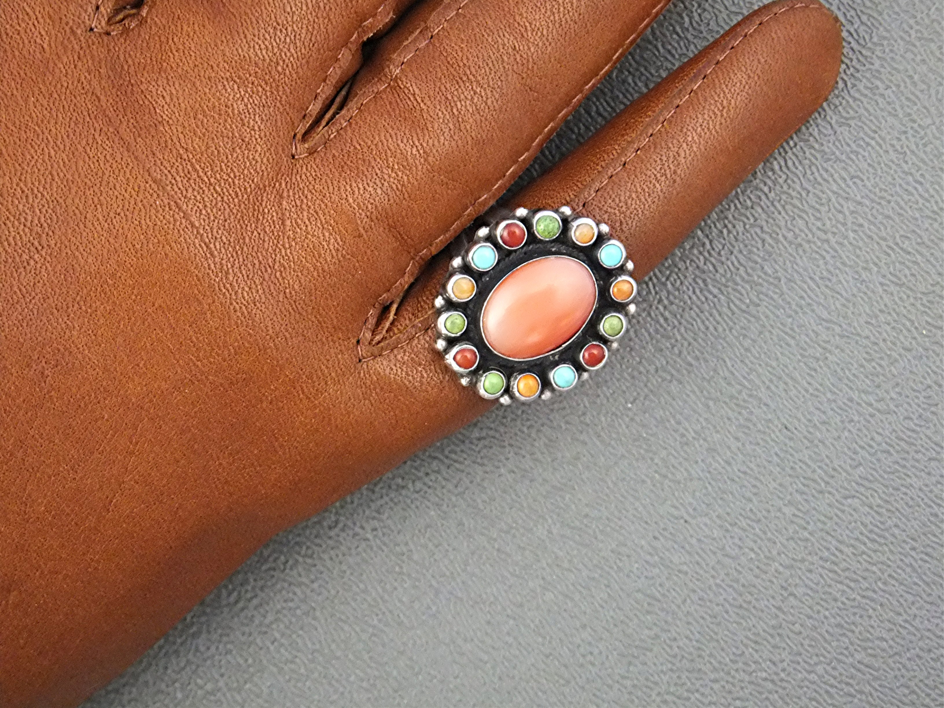 Coral Turquoise Gaspeite Sterling Silver Ring LEO FEENE