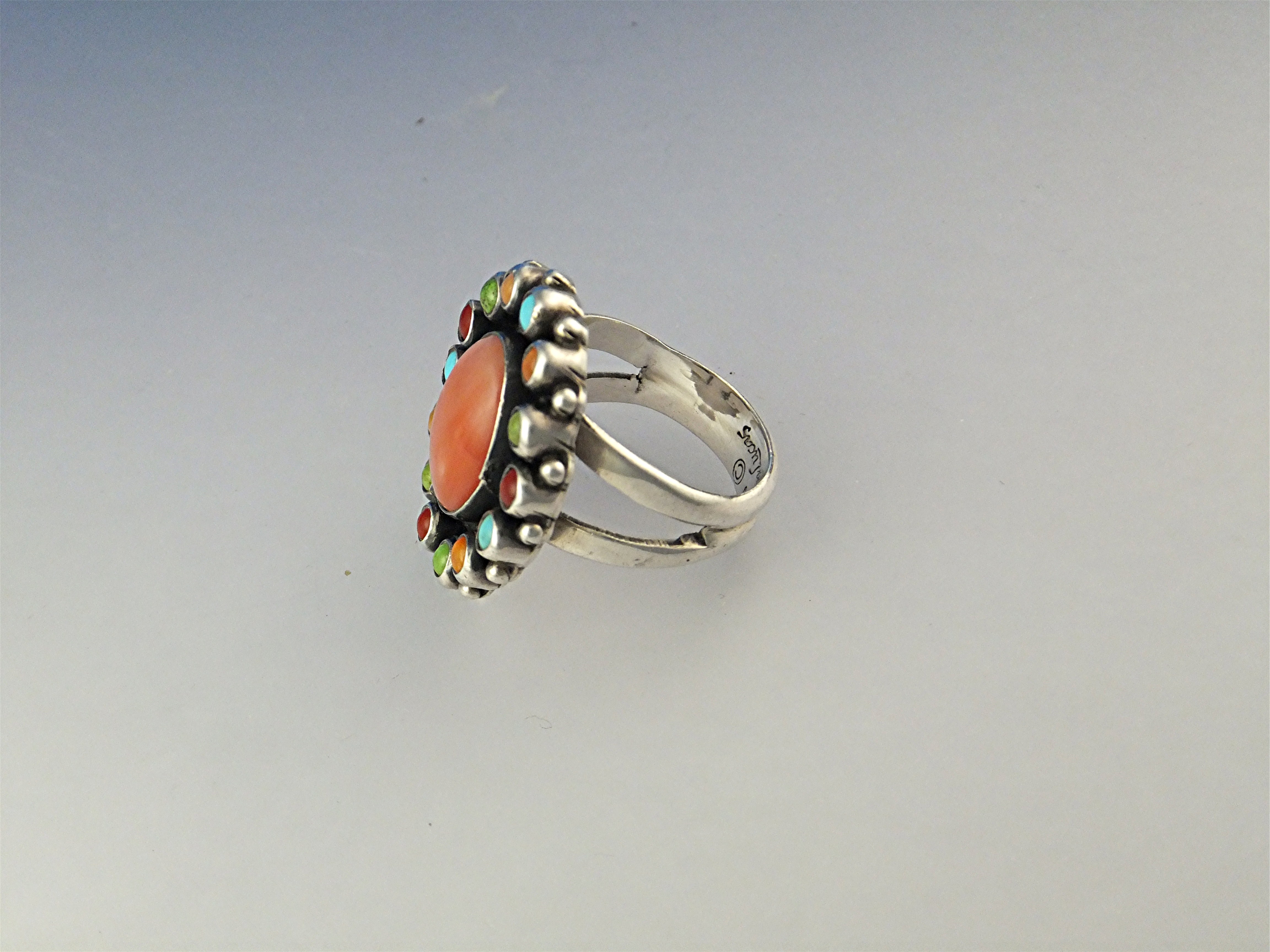 Coral Turquoise Gaspeite Sterling Silver Ring LEO FEENE