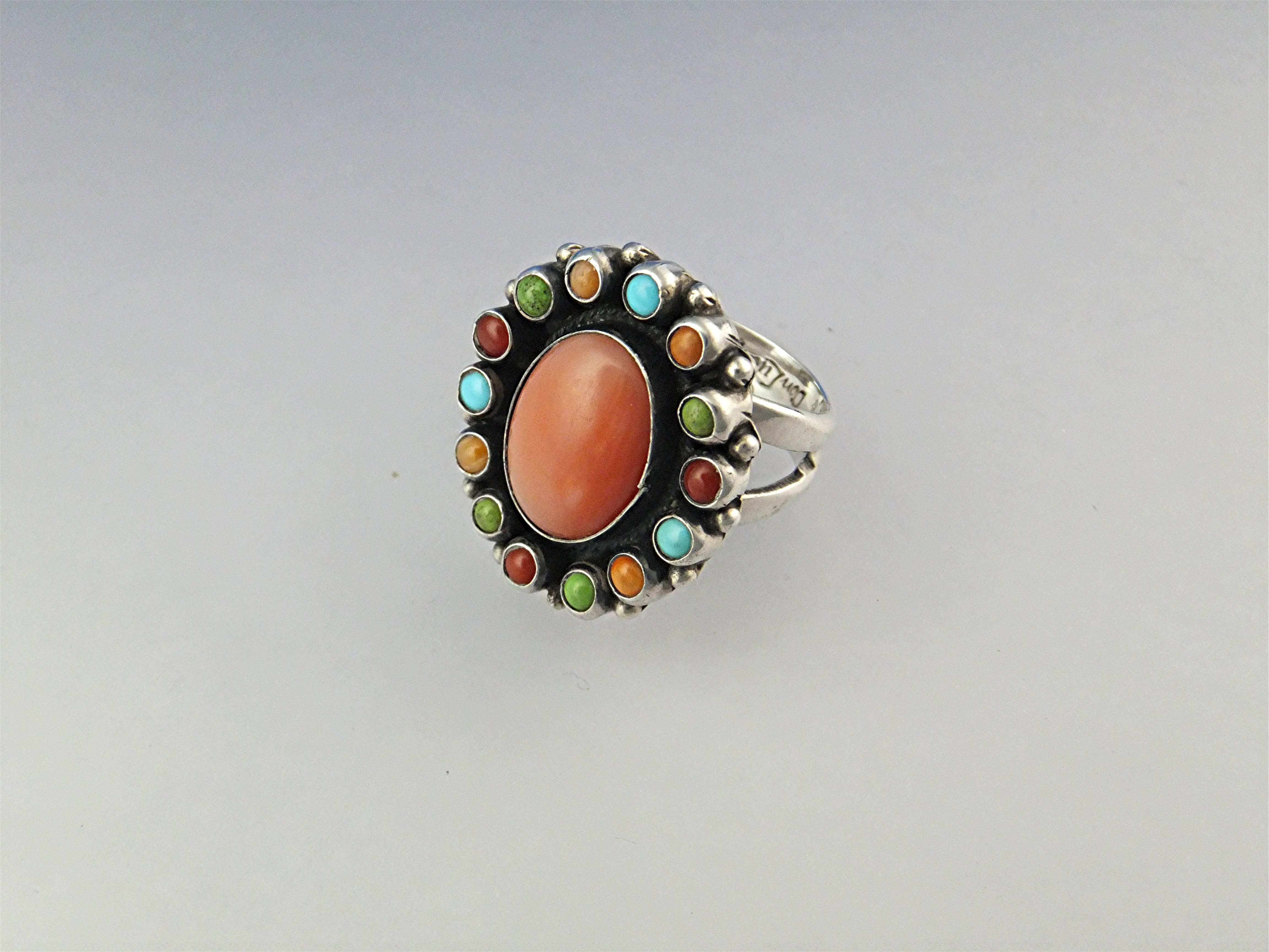 Coral Turquoise Gaspeite Sterling Silver Ring LEO FEENE