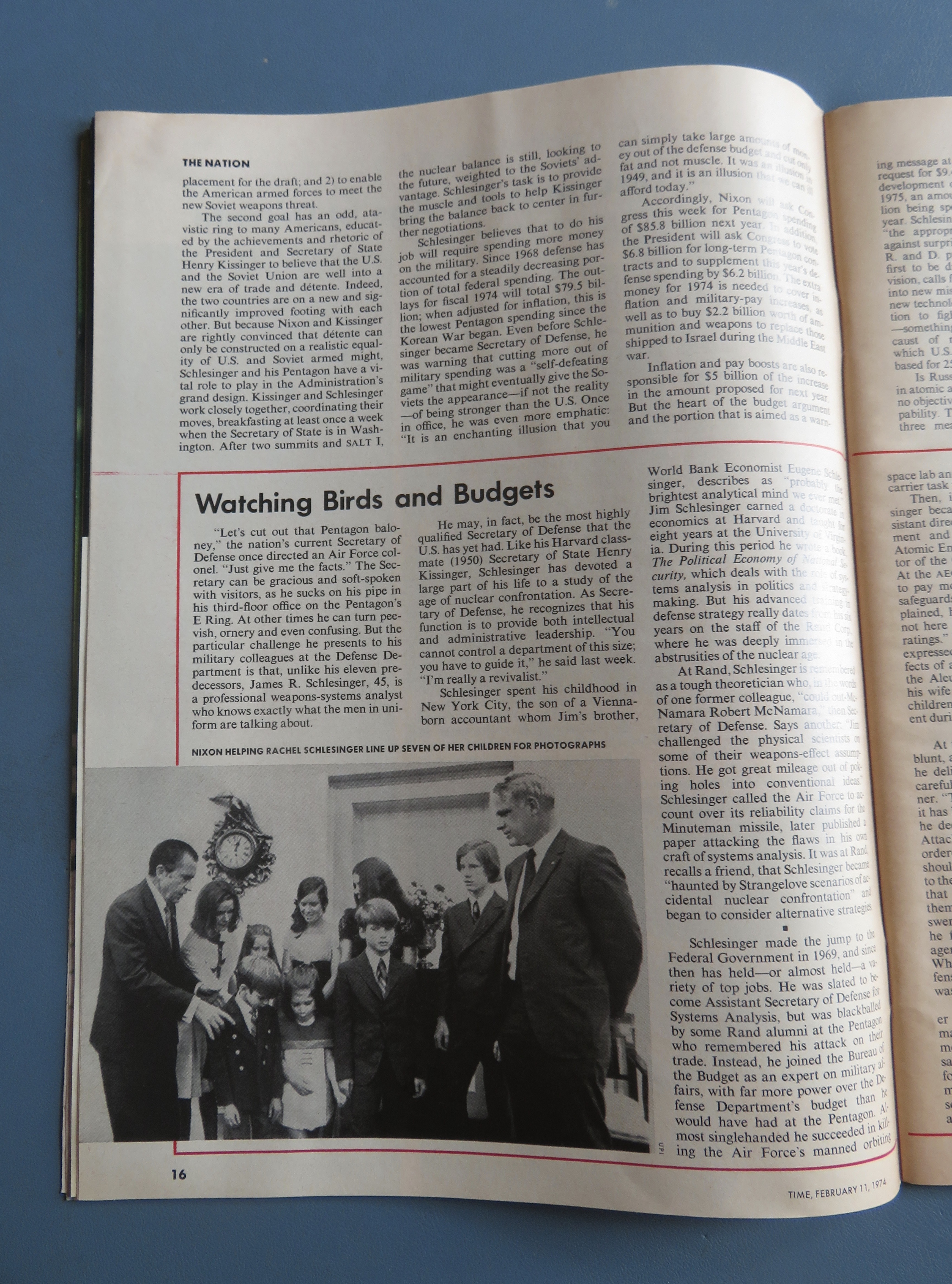 Time Magazine February 11, 1974 Schlesinger