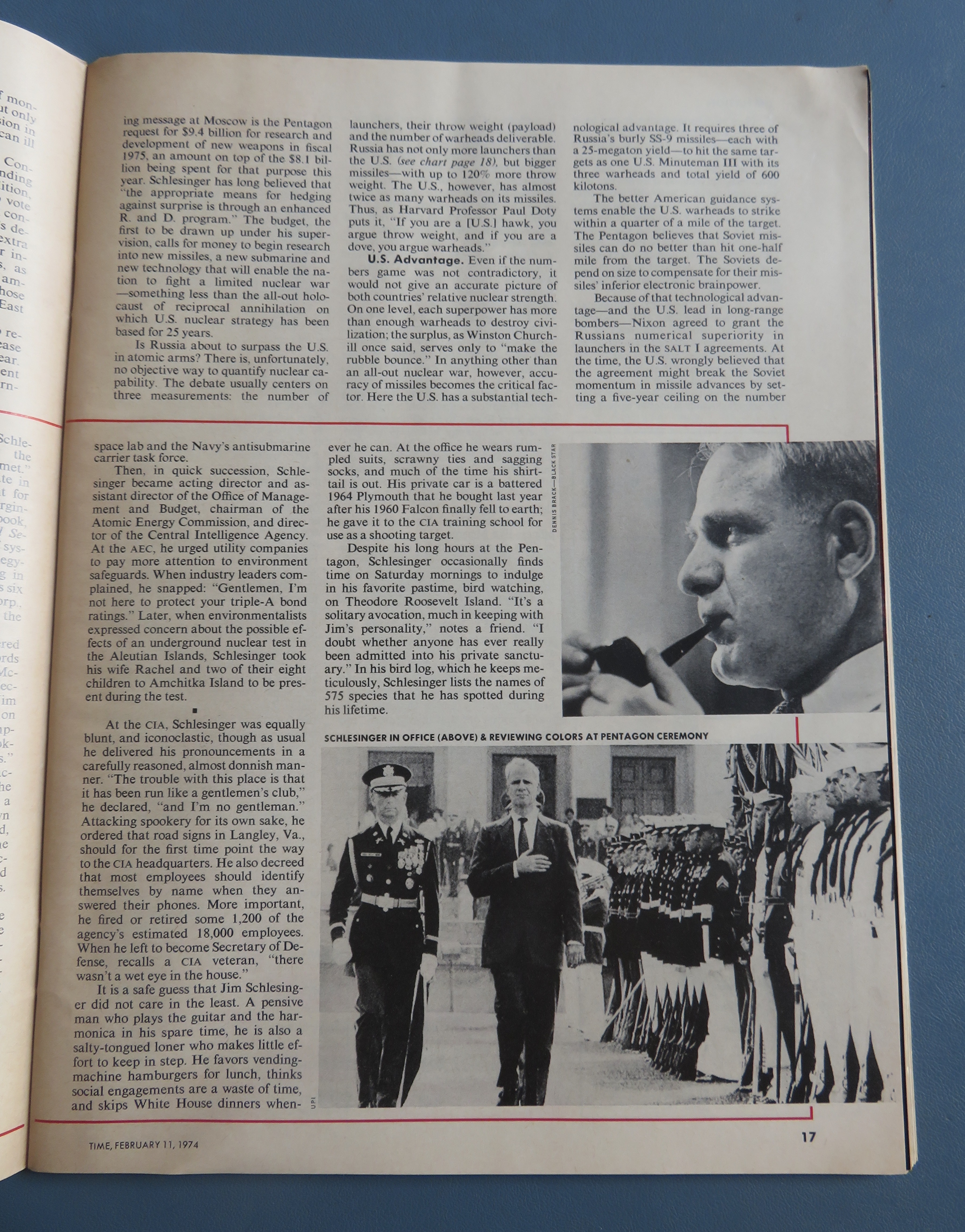 Time Magazine February 11, 1974 Schlesinger