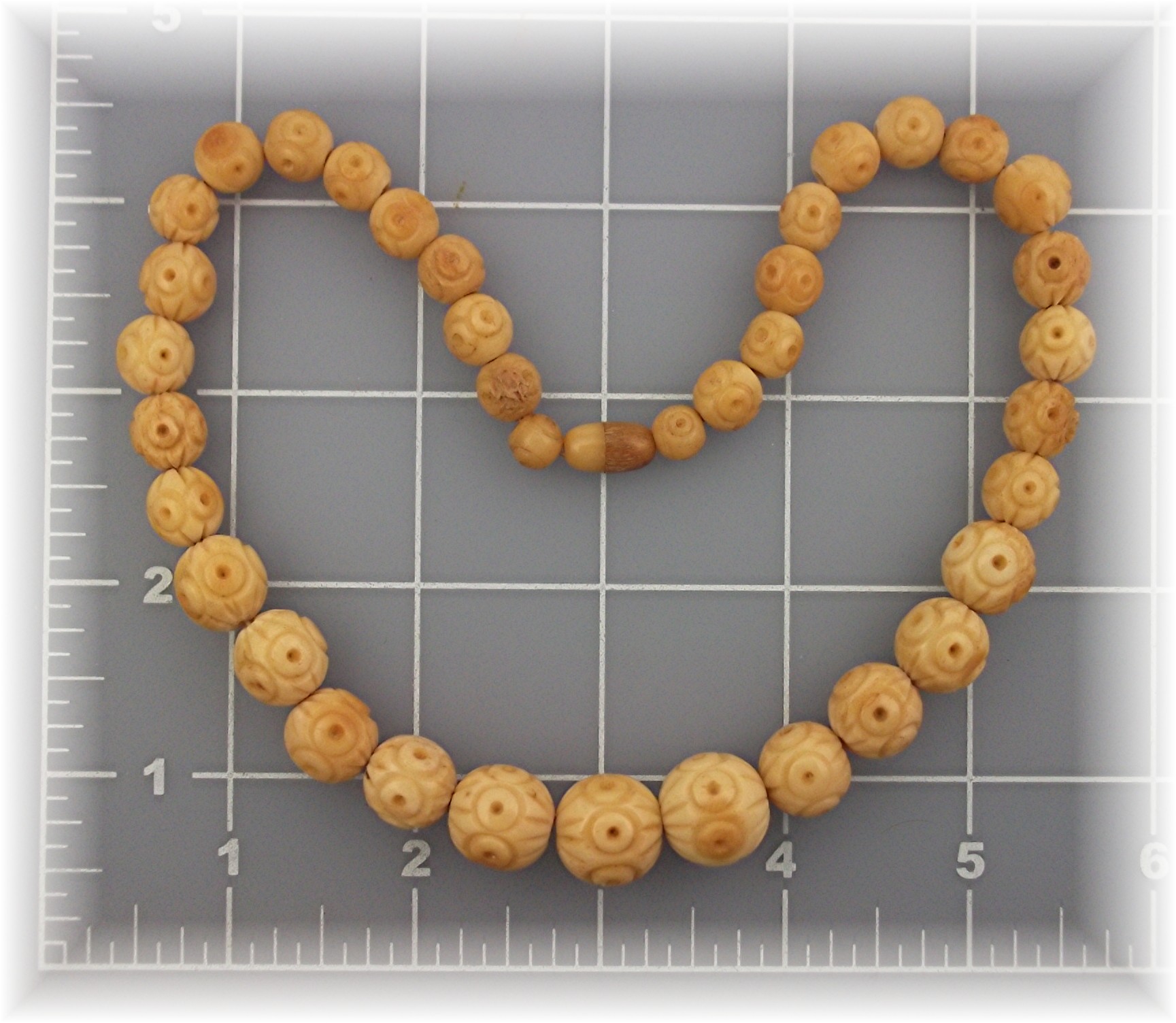 Necklace Cream Carved Stone/Jade Barrel Clasp.