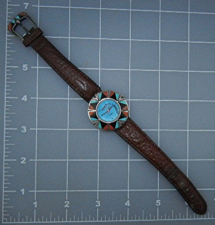 Surrisi Sterling Silver Coral Turquoise Wristwatch