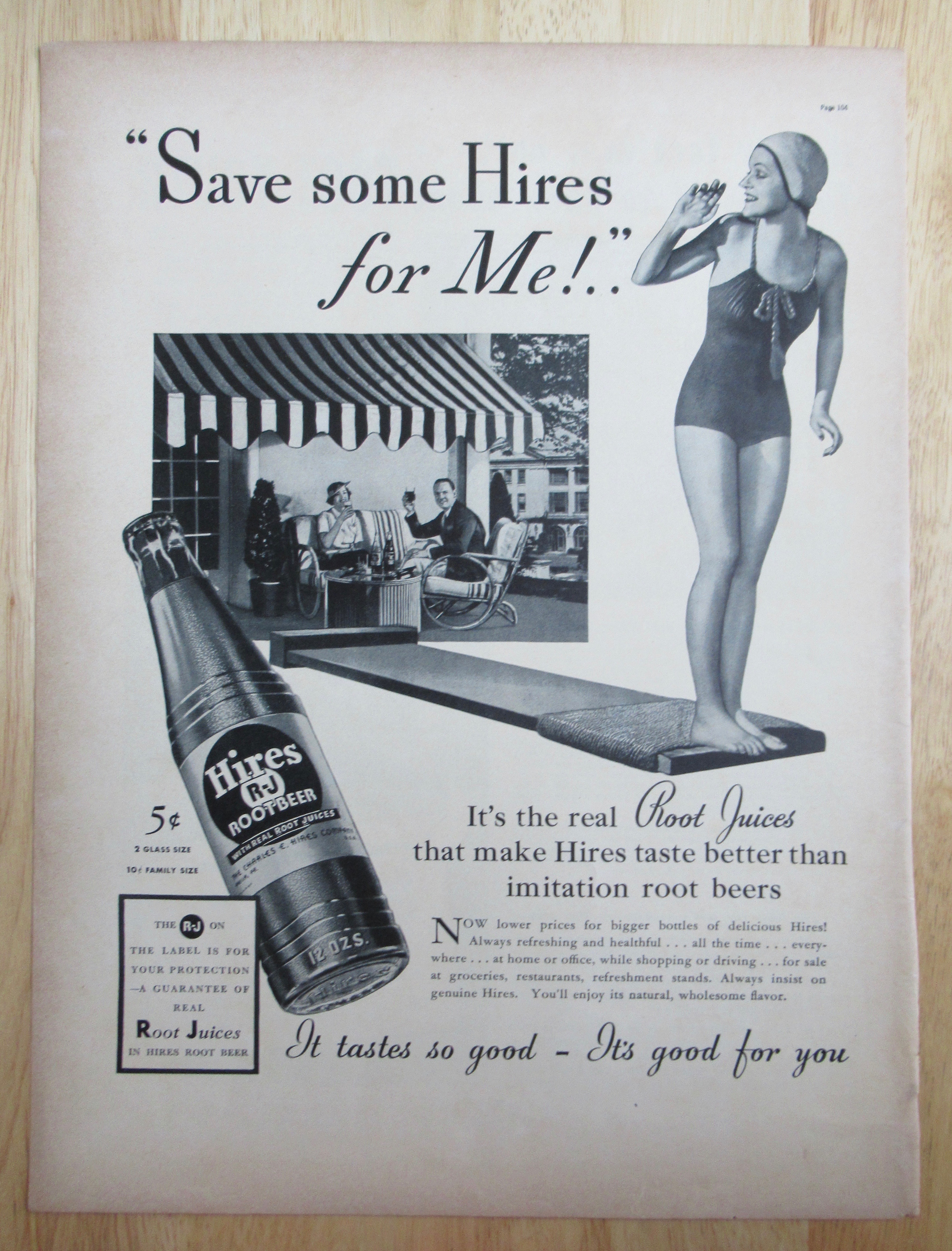 1937 Hires Root Beer with Girl on the Diving Board