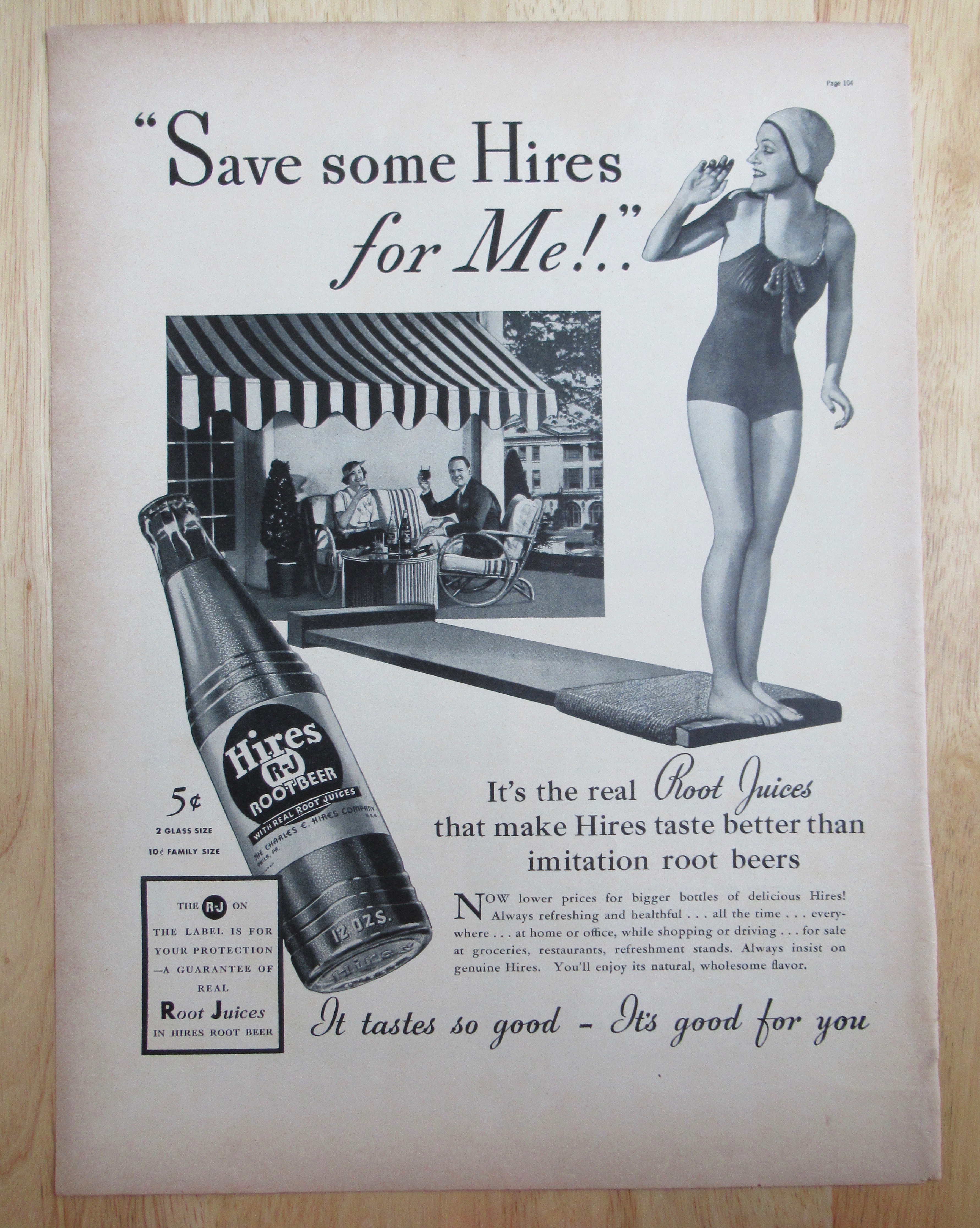 1937 Hires Root Beer with Girl on the Diving Board