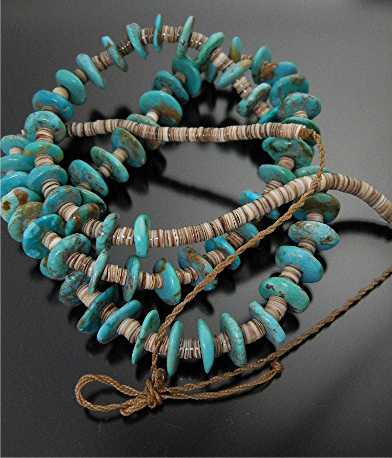 Native American Turquoise Nuggets and Heishi Necklace