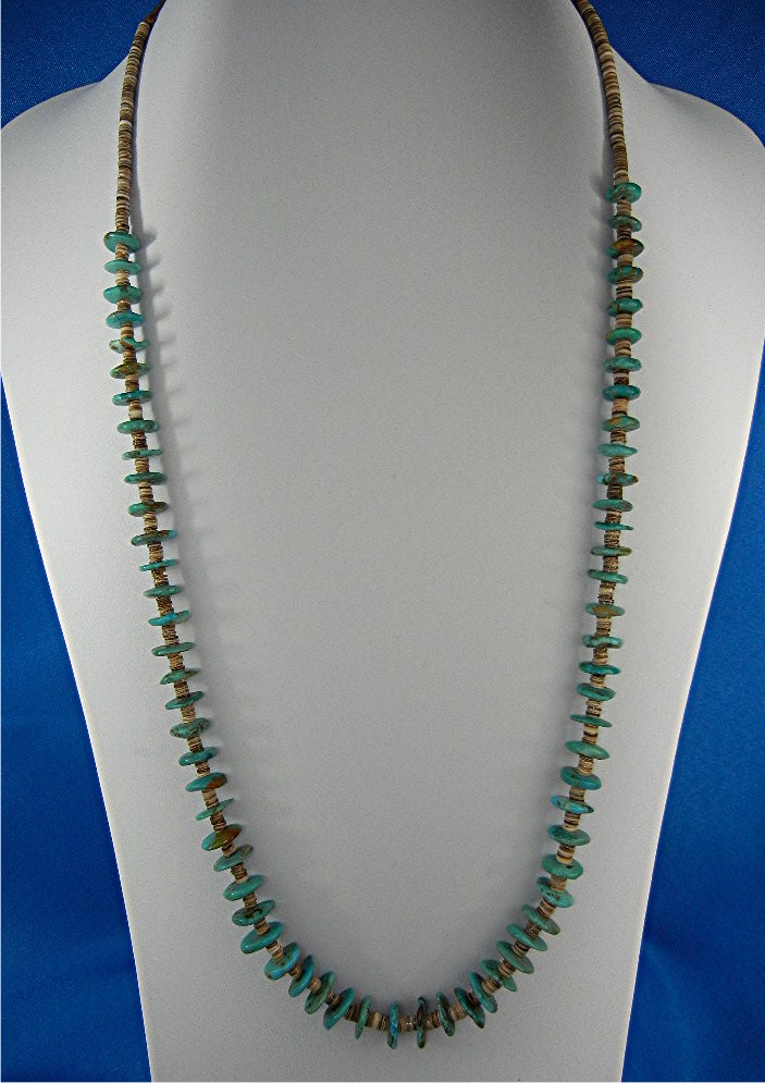 Native American Turquoise Nuggets and Heishi Necklace