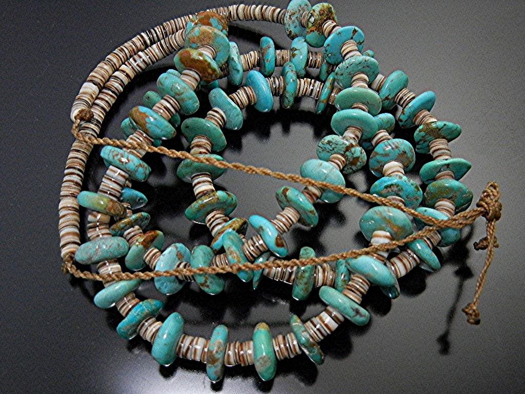 Native American Turquoise Nuggets and Heishi Necklace