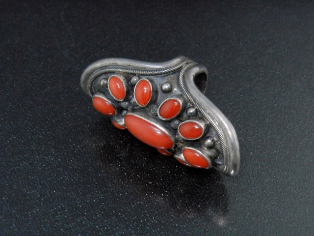 Navajo Mediterranean Coral Sterling SilverSigned  Ring