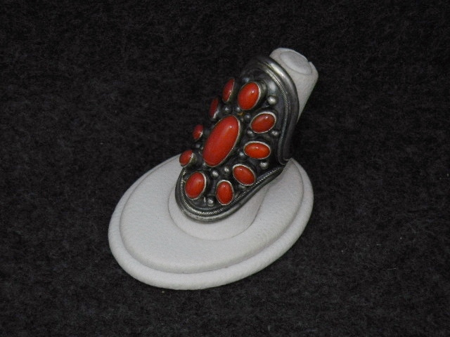 Navajo Mediterranean Coral Sterling SilverSigned  Ring