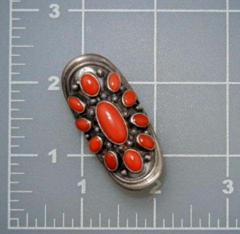 Navajo Mediterranean Coral Sterling SilverSigned  Ring