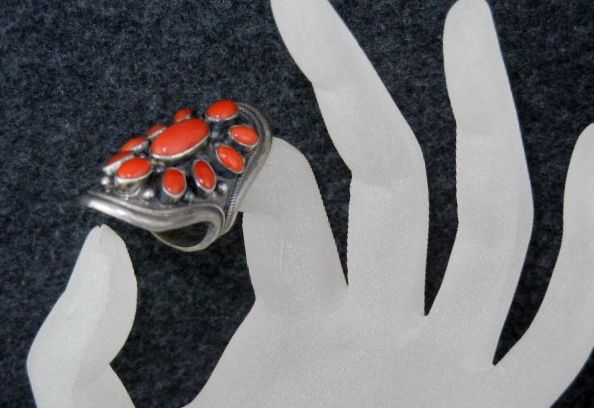 Navajo Mediterranean Coral Sterling SilverSigned  Ring