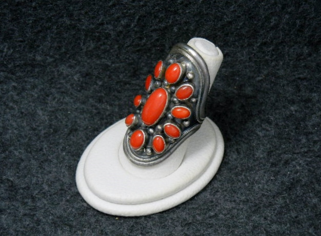 Navajo Mediterranean Coral Sterling SilverSigned  Ring