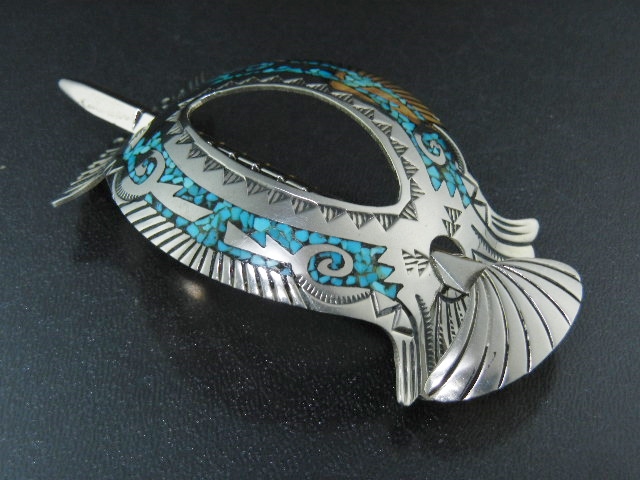 Navajo Sterling Silver Turquoise Inlay Pony Tail Holder