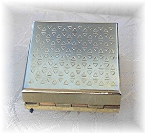 Small Goldtone White Enamel & Roses Pill Box