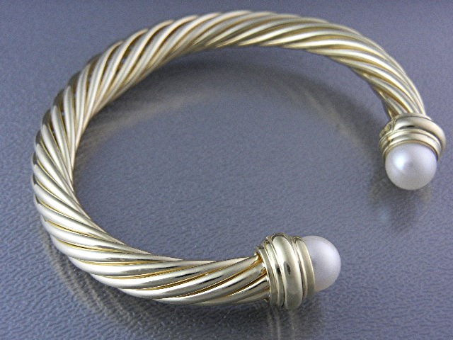 David Yurman 18K Gold and Pearl Cuff