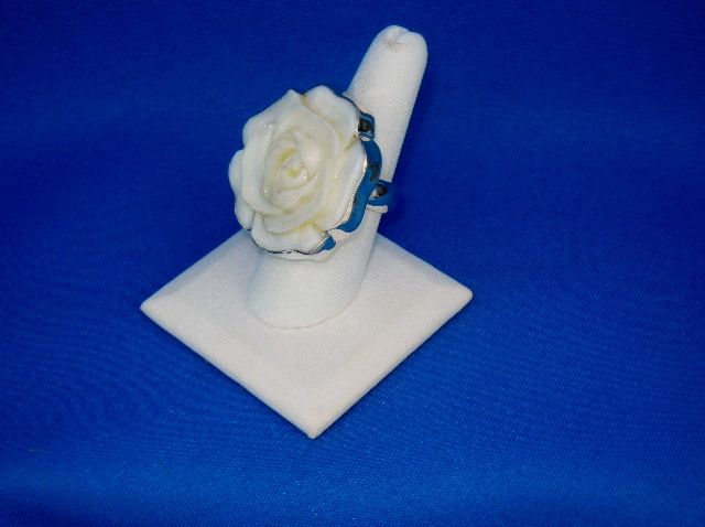 Charles Albert Sterling Silver Carved Coral Ring