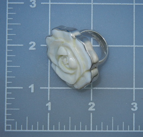 Charles Albert Sterling Silver Carved Coral Ring