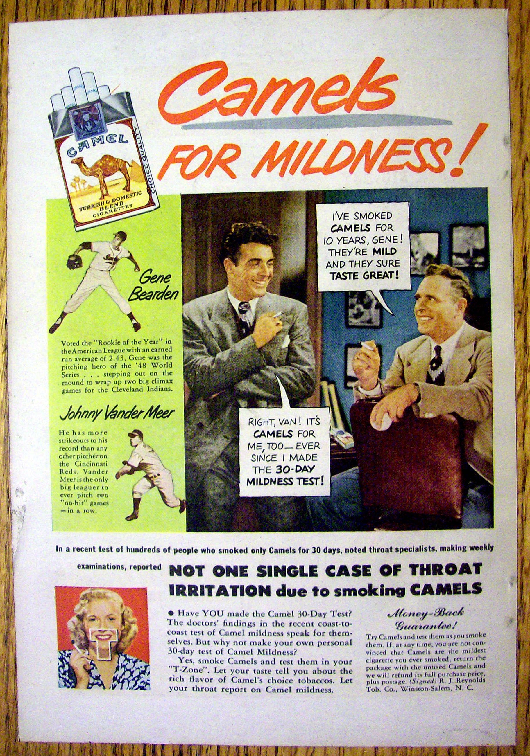 1949 Camel Cigarettes with Bearden & Vander Meer