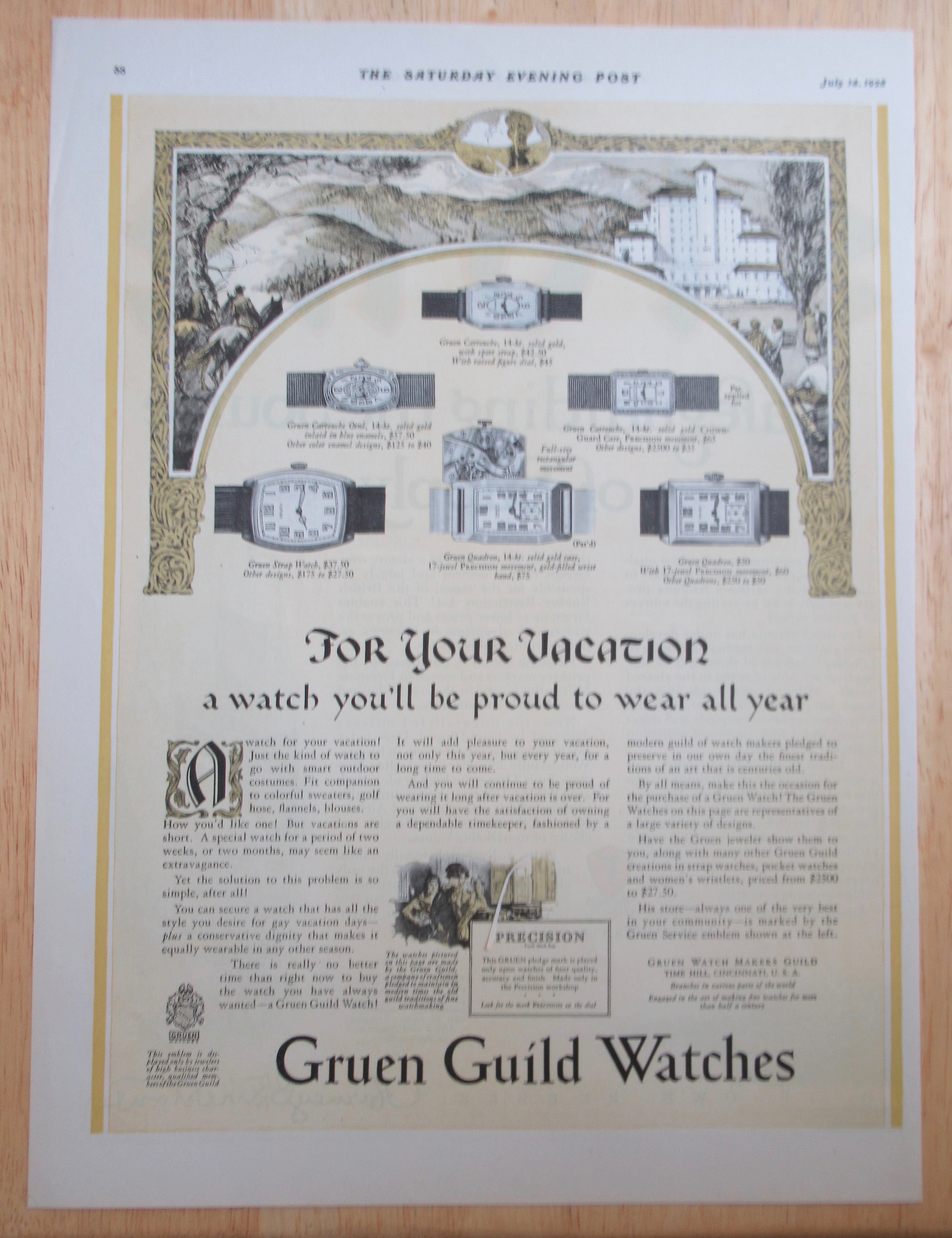 1928 Gruen Guild Watches with Different Watches