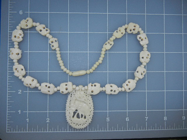 Bone Elephant Carved Necklace