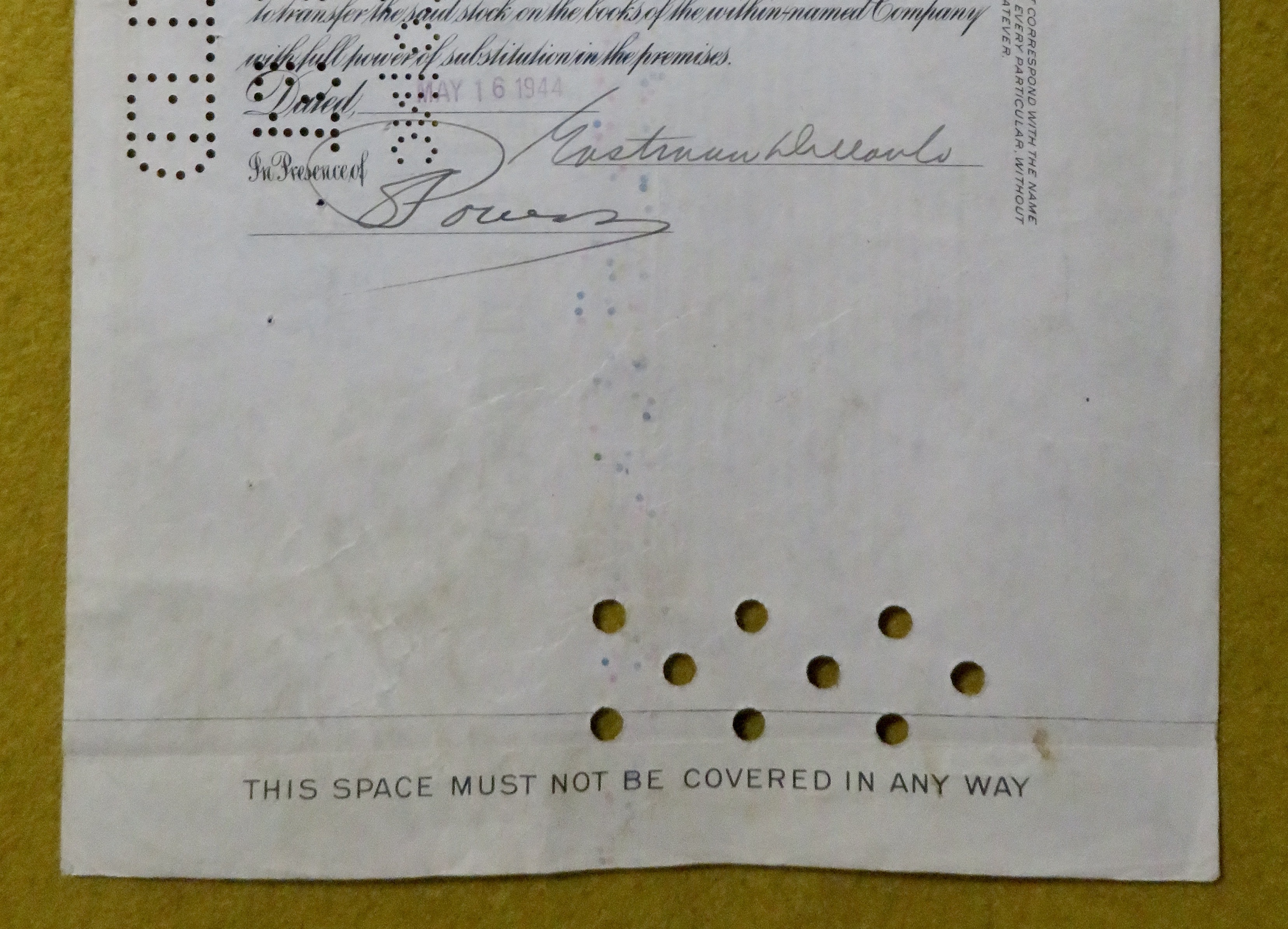 Southern Railway Company Stock Certificate May 15, 1944