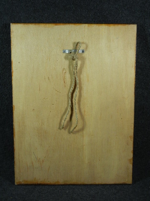 Carved Wood Picture  Chicken on Nest of Eggs