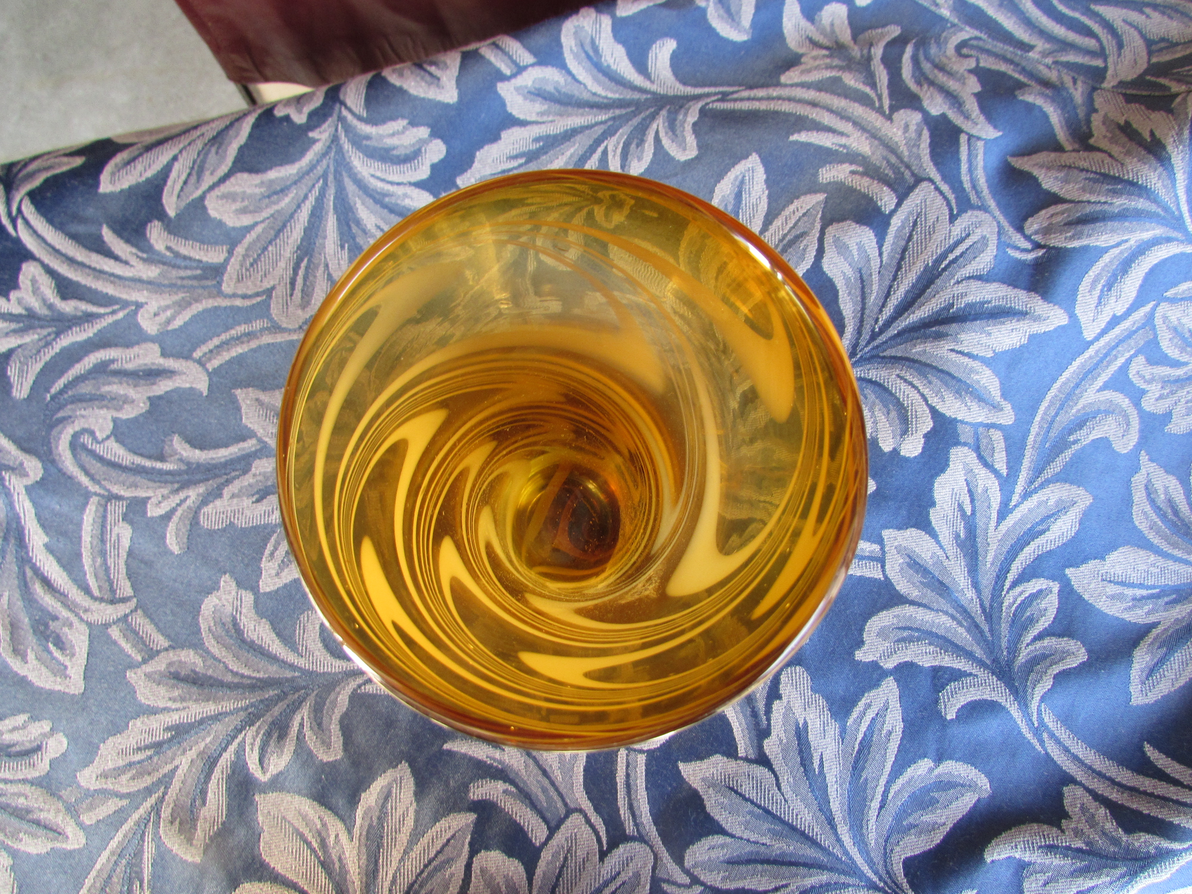 Teleflora Footed Vase Brown Amber White Swirl Glass