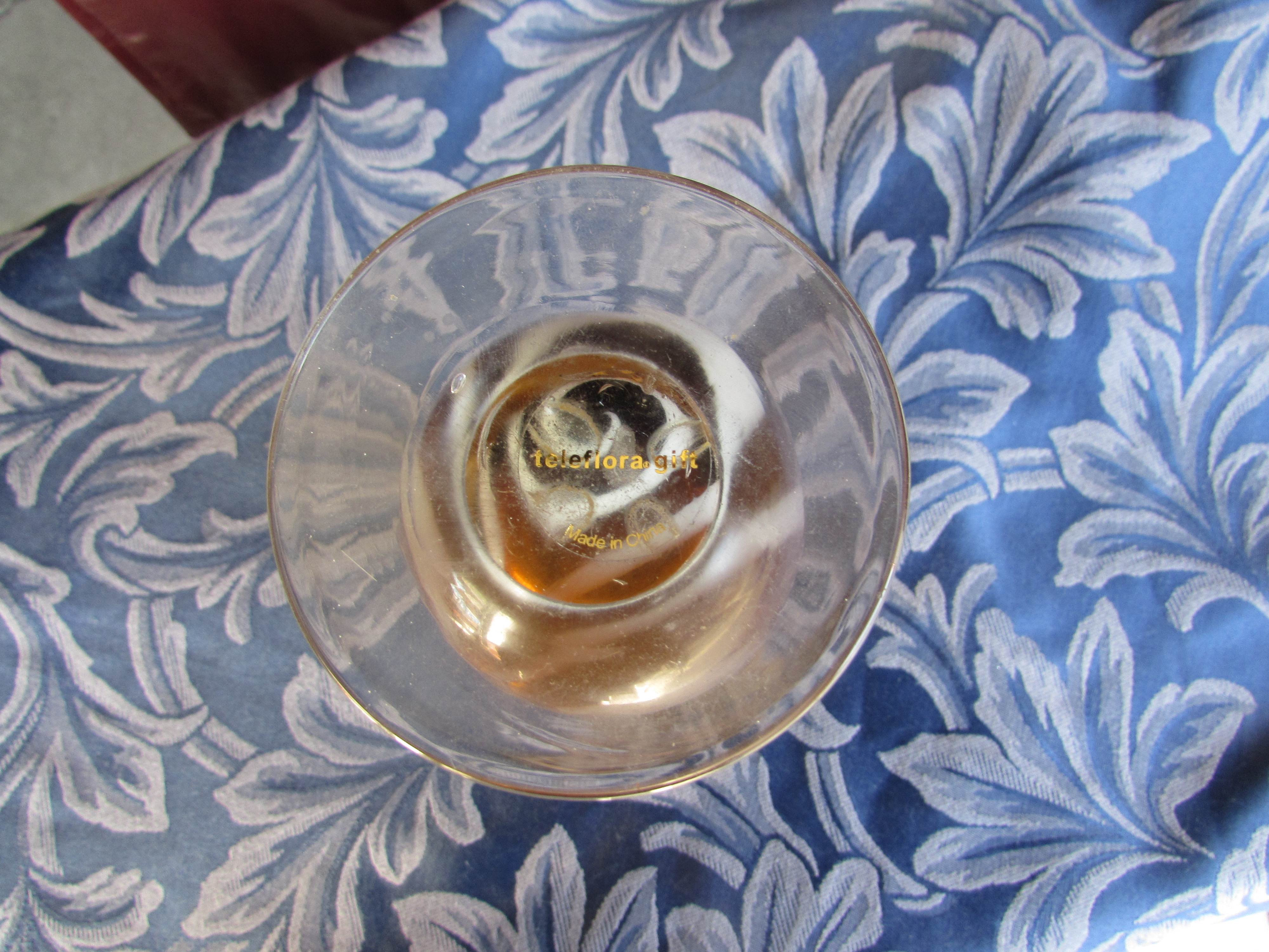 Teleflora Footed Vase Brown Amber White Swirl Glass