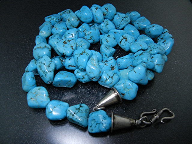 Chinese Turquoise Sterling Silver Necklace Artist Strun