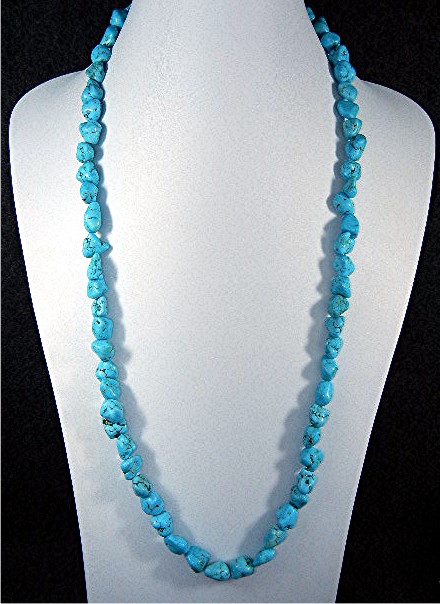 Chinese Turquoise Sterling Silver Necklace Artist Strun