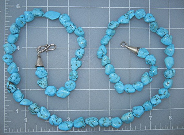 Chinese Turquoise Sterling Silver Necklace Artist Strun