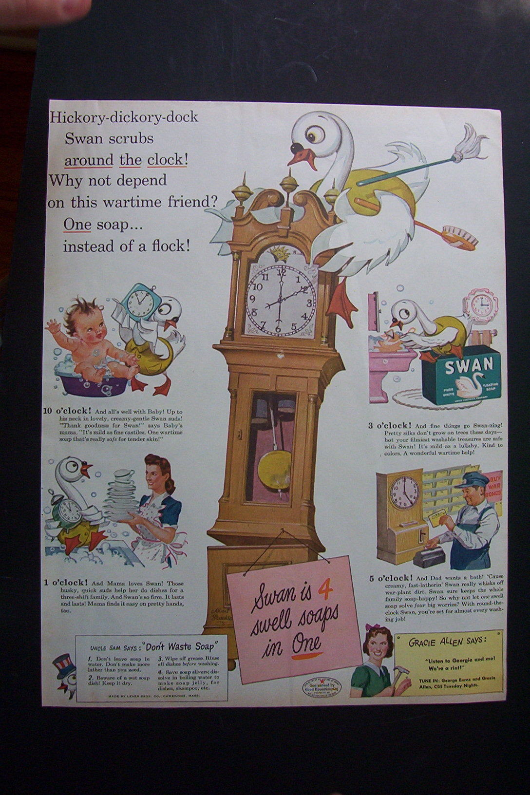 Vintage Ad: 1944 Swan Soap with Gracie Allen