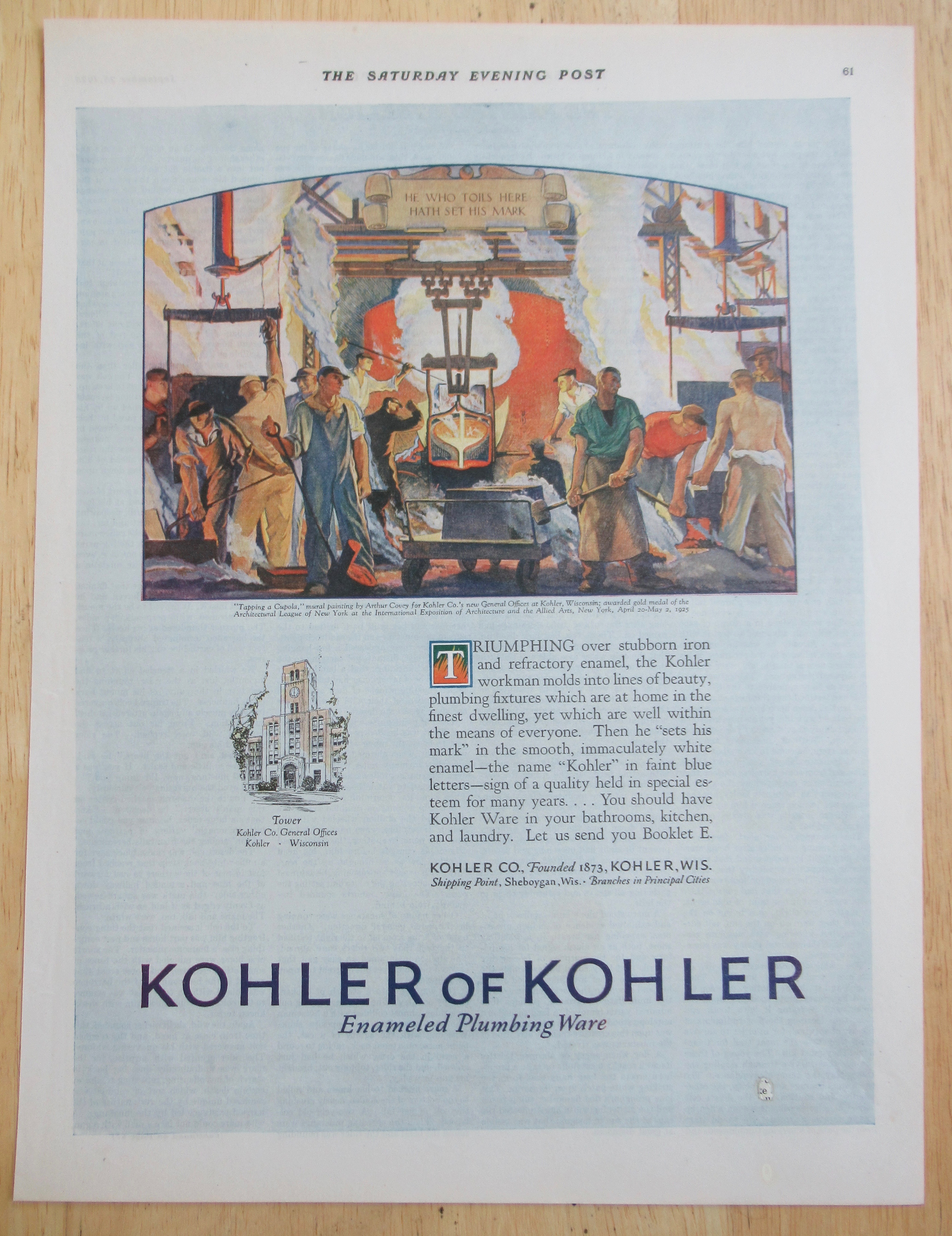 1925 Kohler of Kohler with Tapping A Cupola