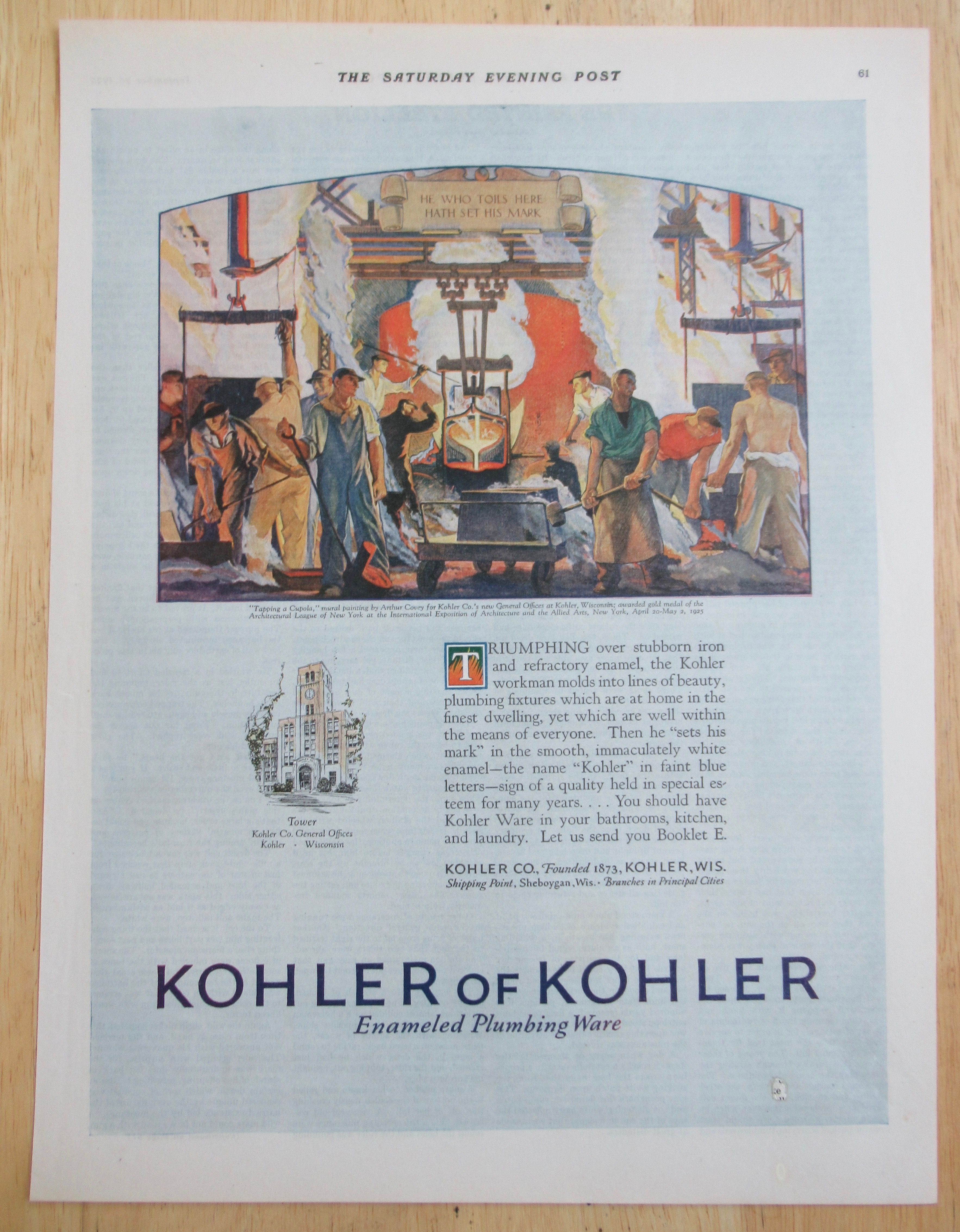 1925 Kohler of Kohler with Tapping A Cupola