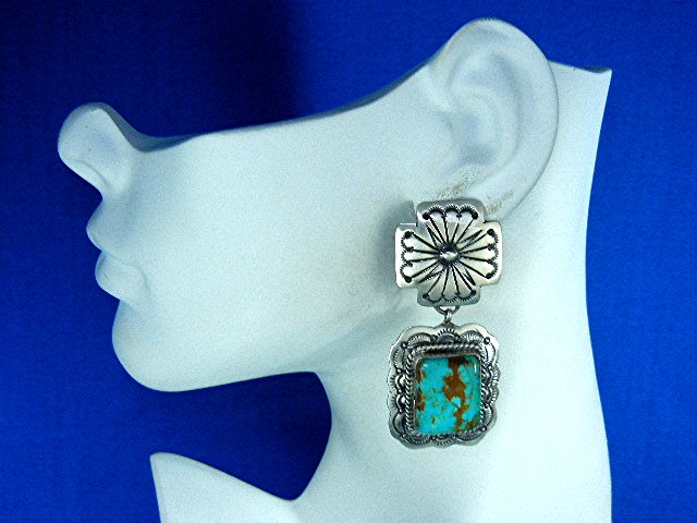 Marcella James Sterling Silver Kingman Turquoise Clips
