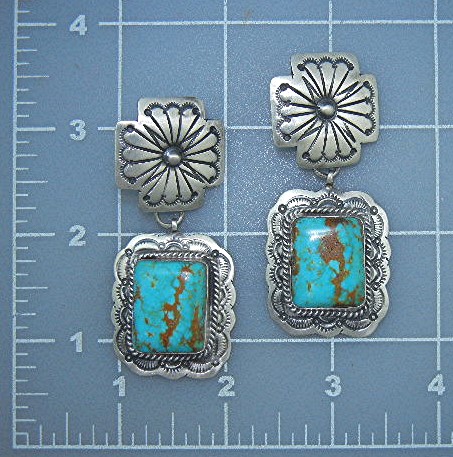 Marcella James Sterling Silver Kingman Turquoise Clips