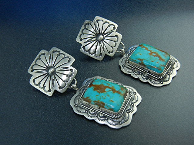 Marcella James Sterling Silver Kingman Turquoise Clips