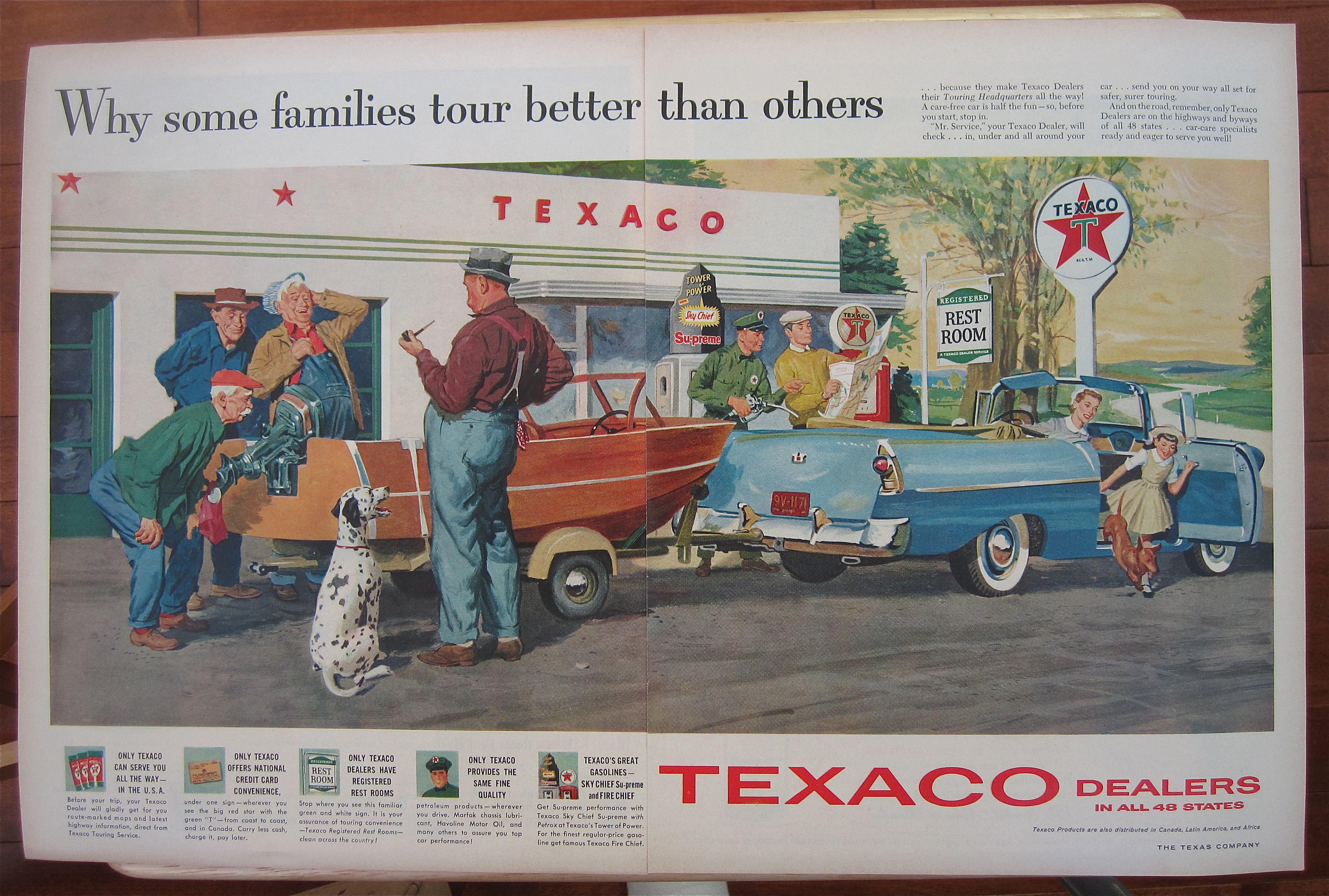 1957 Texaco Dealers with Family Stopping For Gas