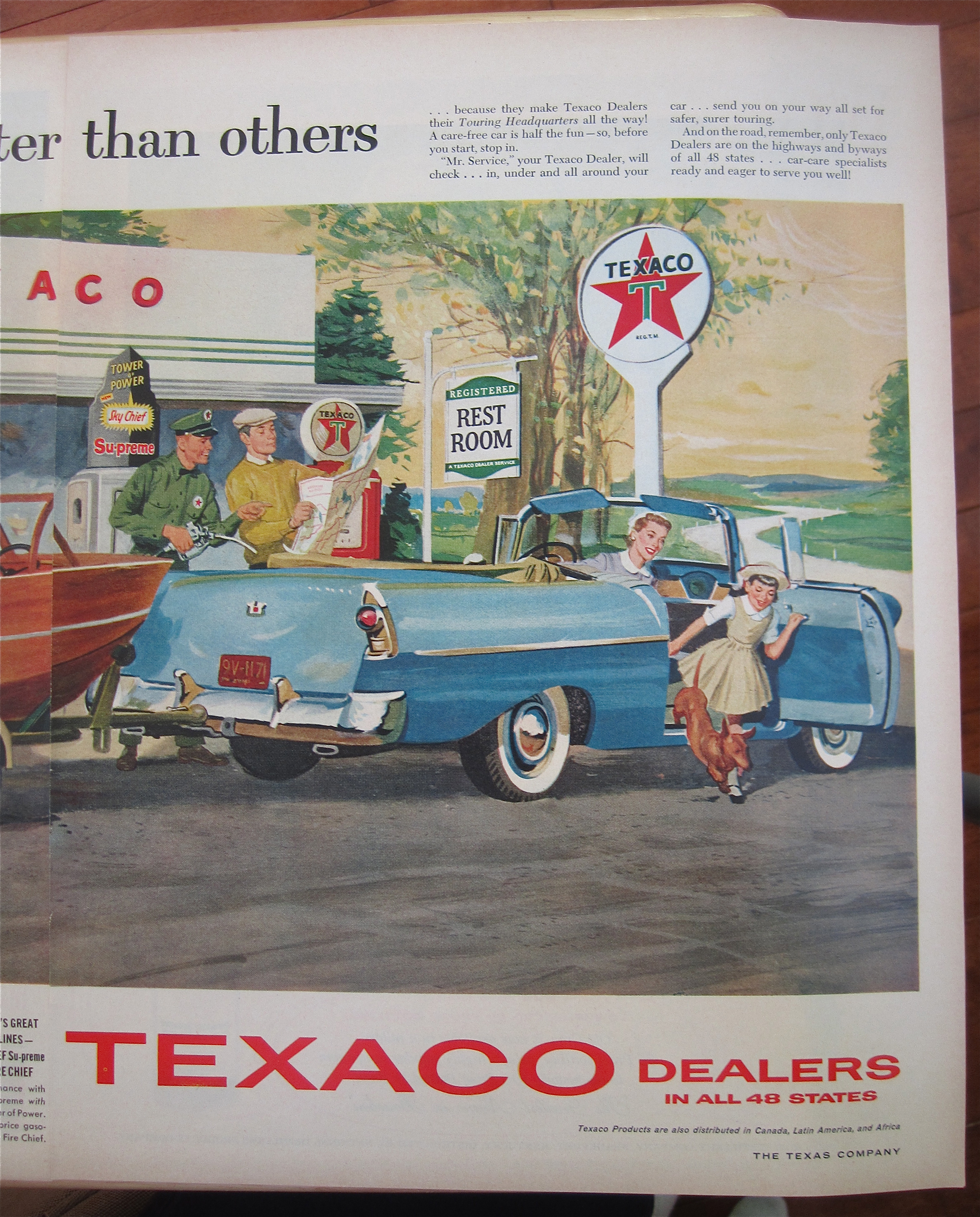 1957 Texaco Dealers with Family Stopping For Gas