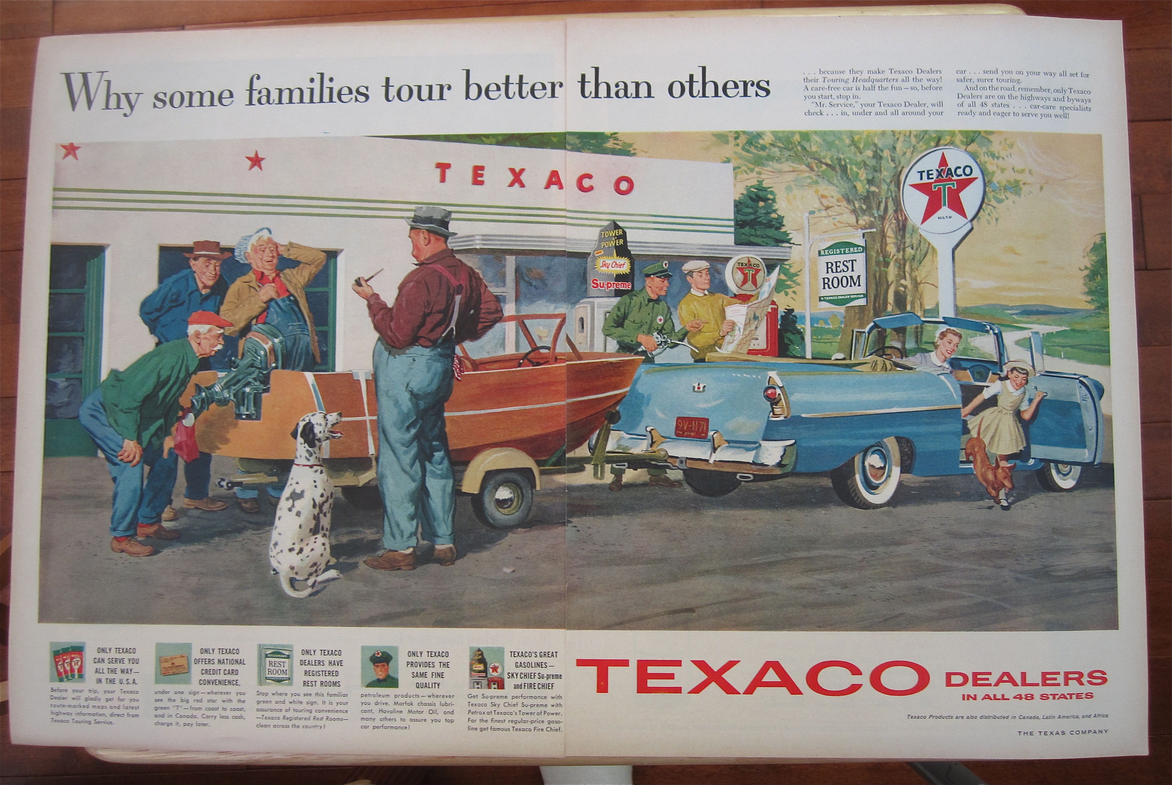 1957 Texaco Dealers with Family Stopping For Gas