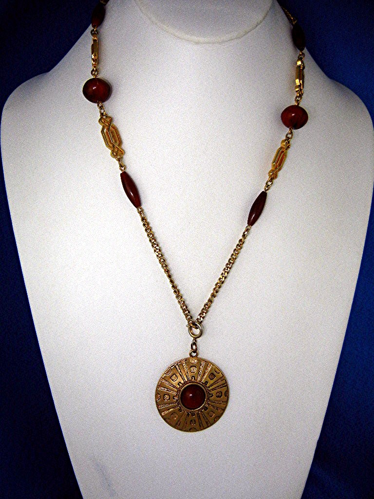 Sarah Coventry Goldtone Red Lucite Plastic Beads