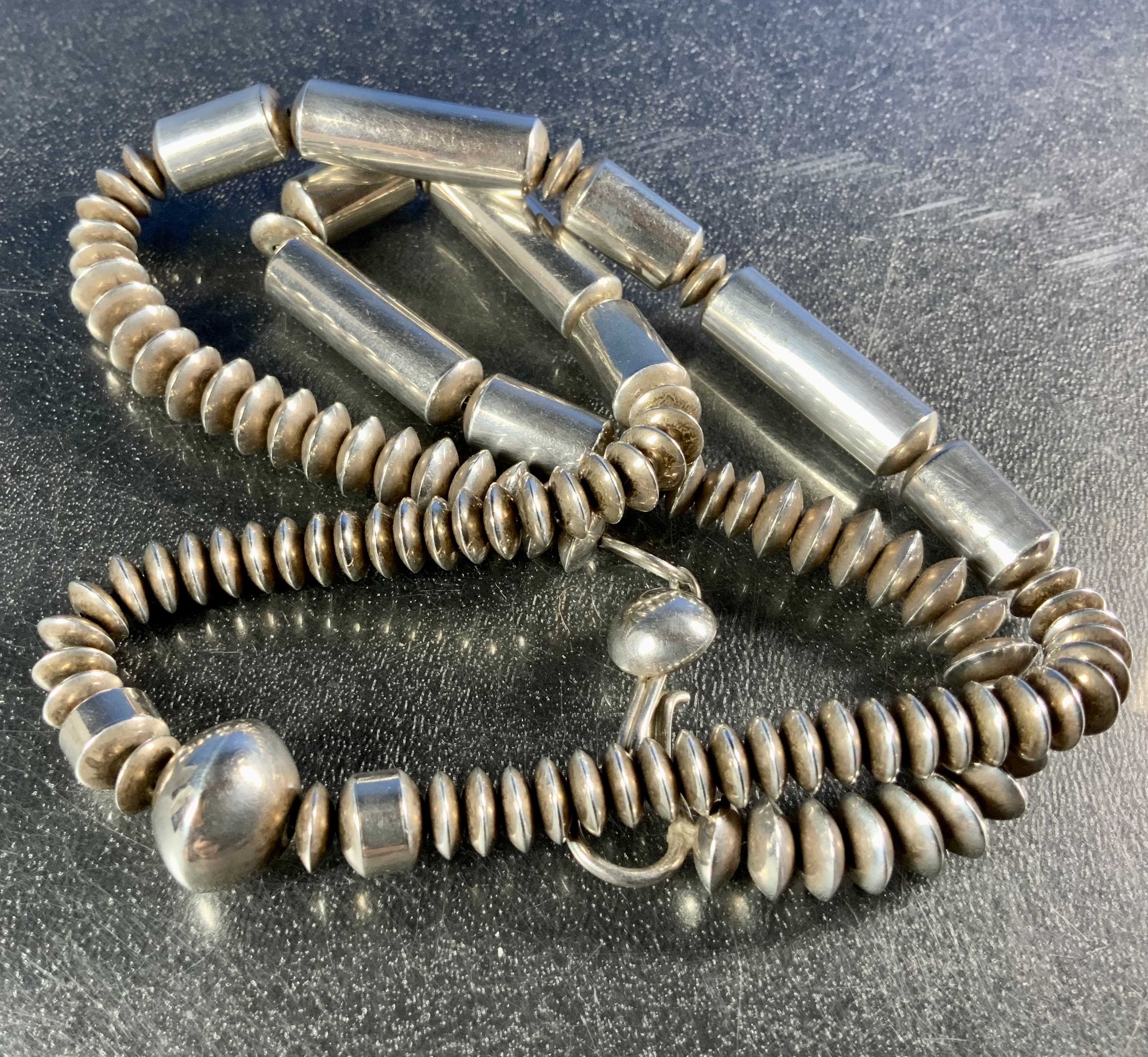 Navajo Sterling Silver Barrel Flat Beads Pete Morgan Ne