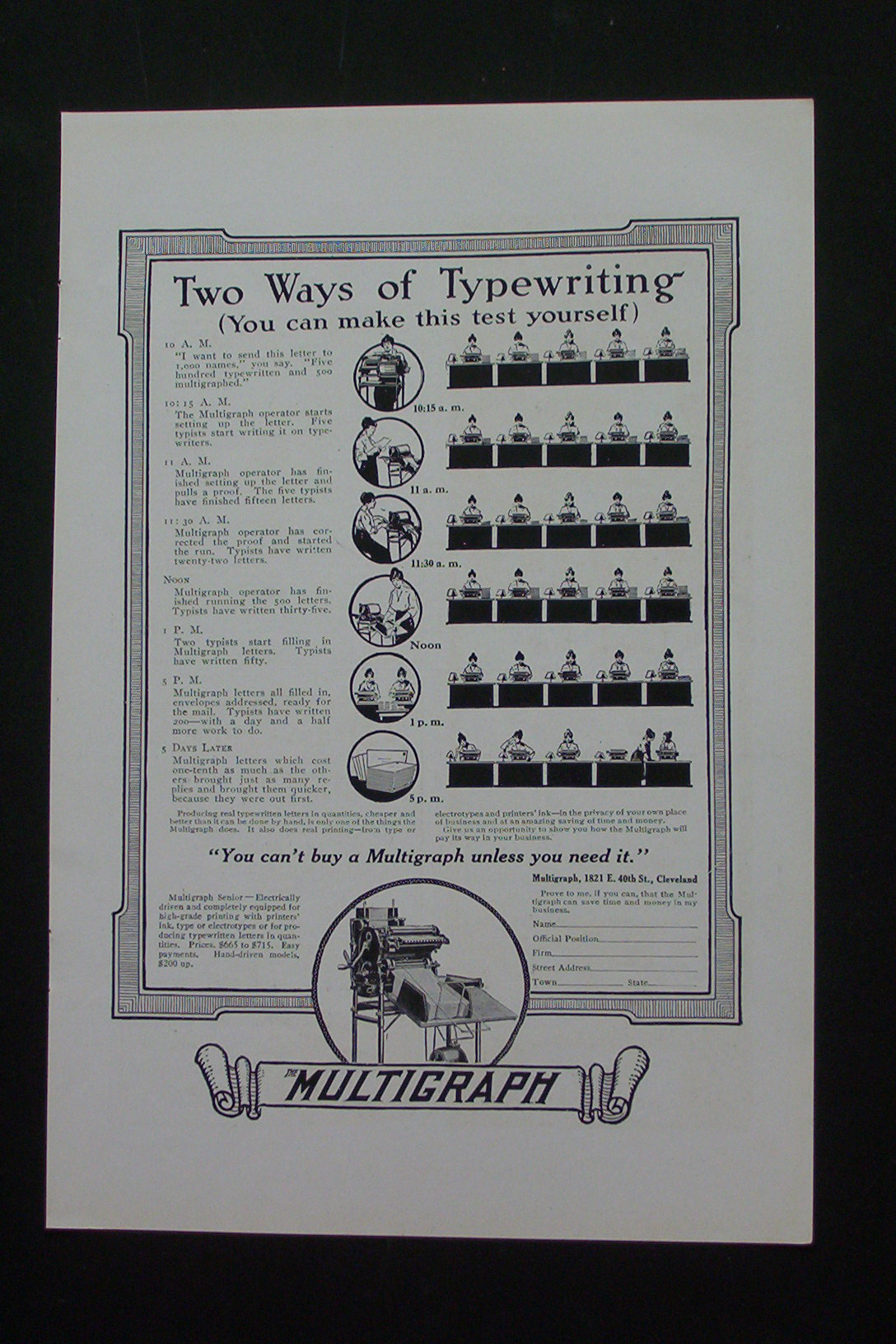 1916 The Multigraph with 2 Ways of Typewriting
