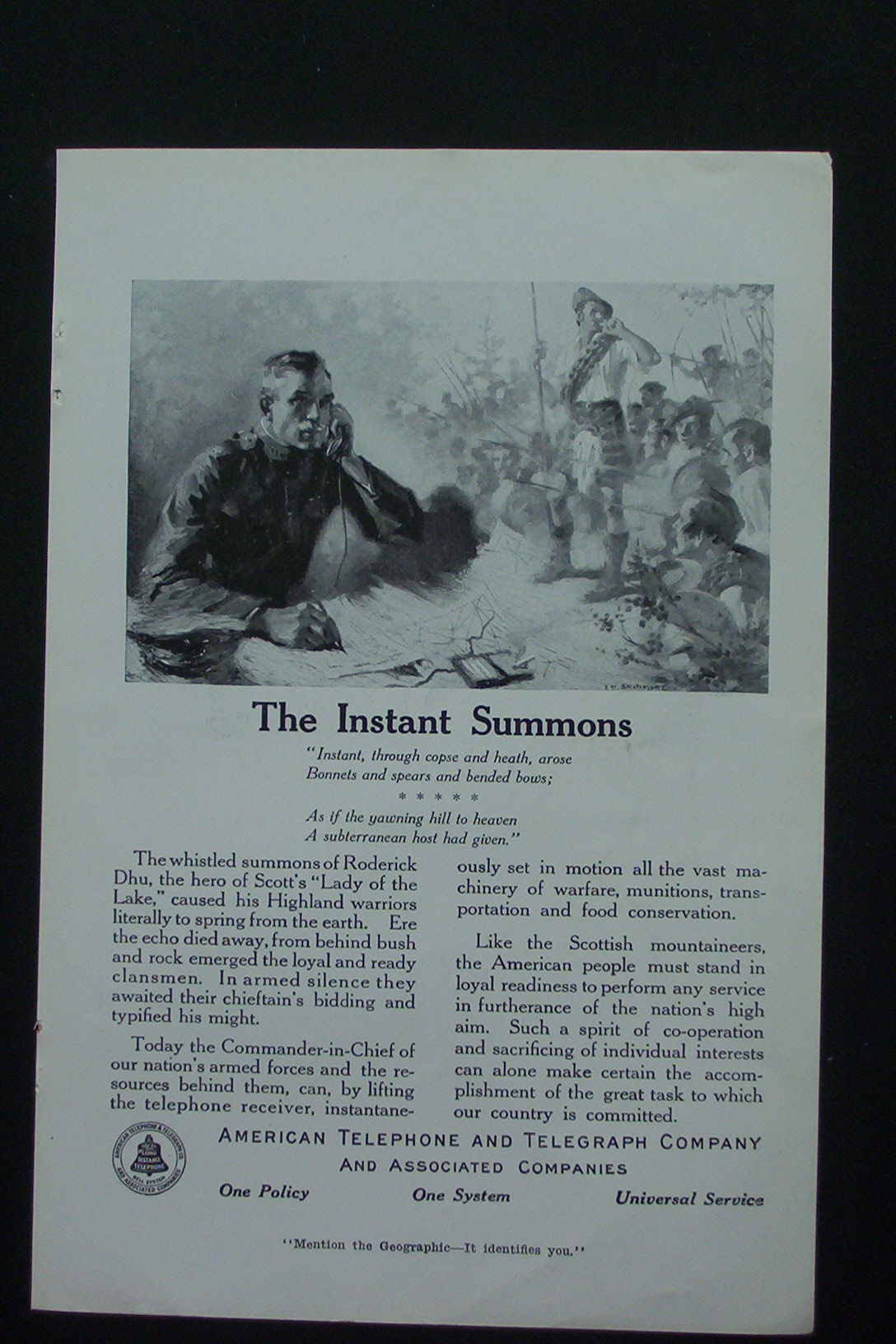 1917 American Phone & Telegraph Co w/Man & Telephone
