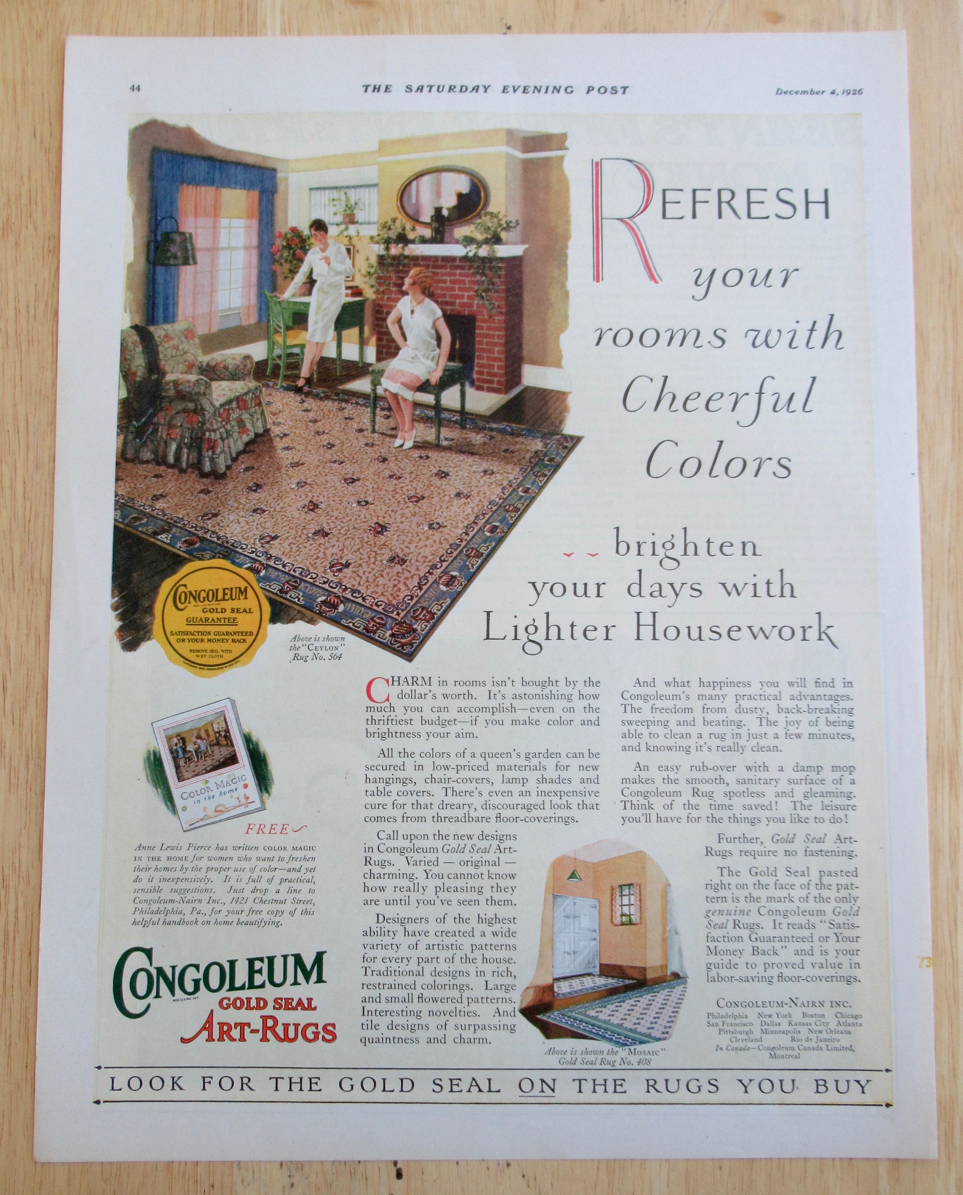 1926 Congoleum Art Rugs with Women