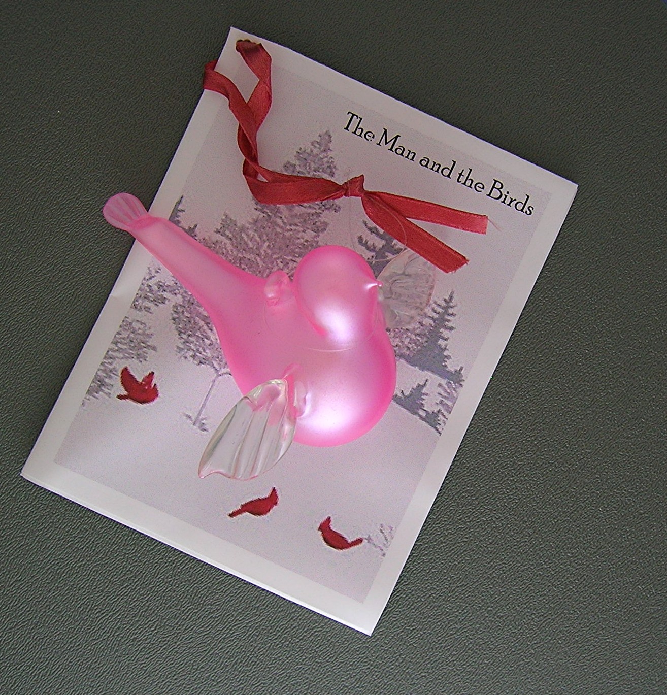 RUSS Handblown Pink Glass Bird In Original Box