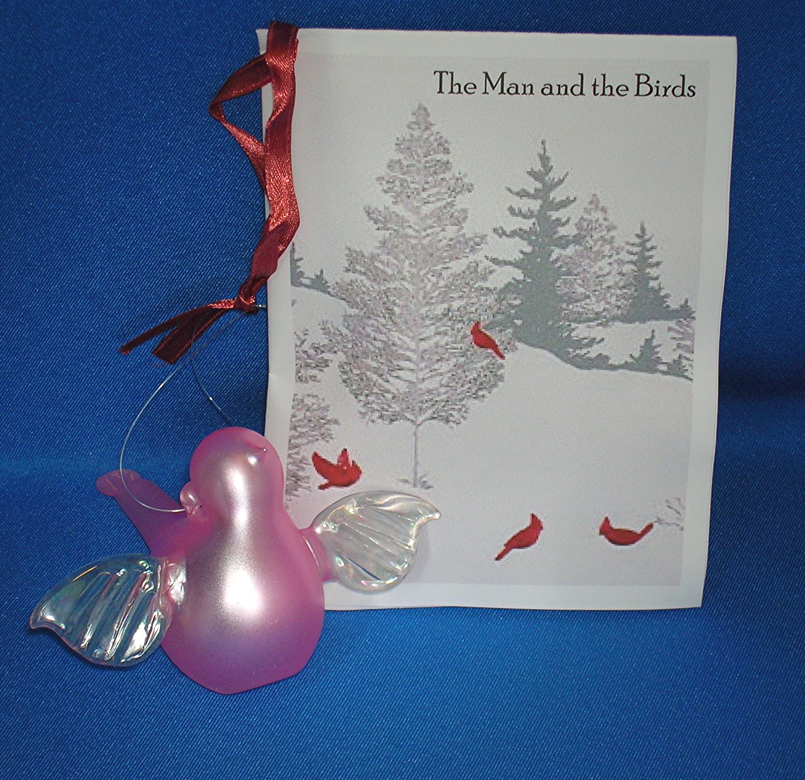 RUSS Handblown Pink Glass Bird In Original Box