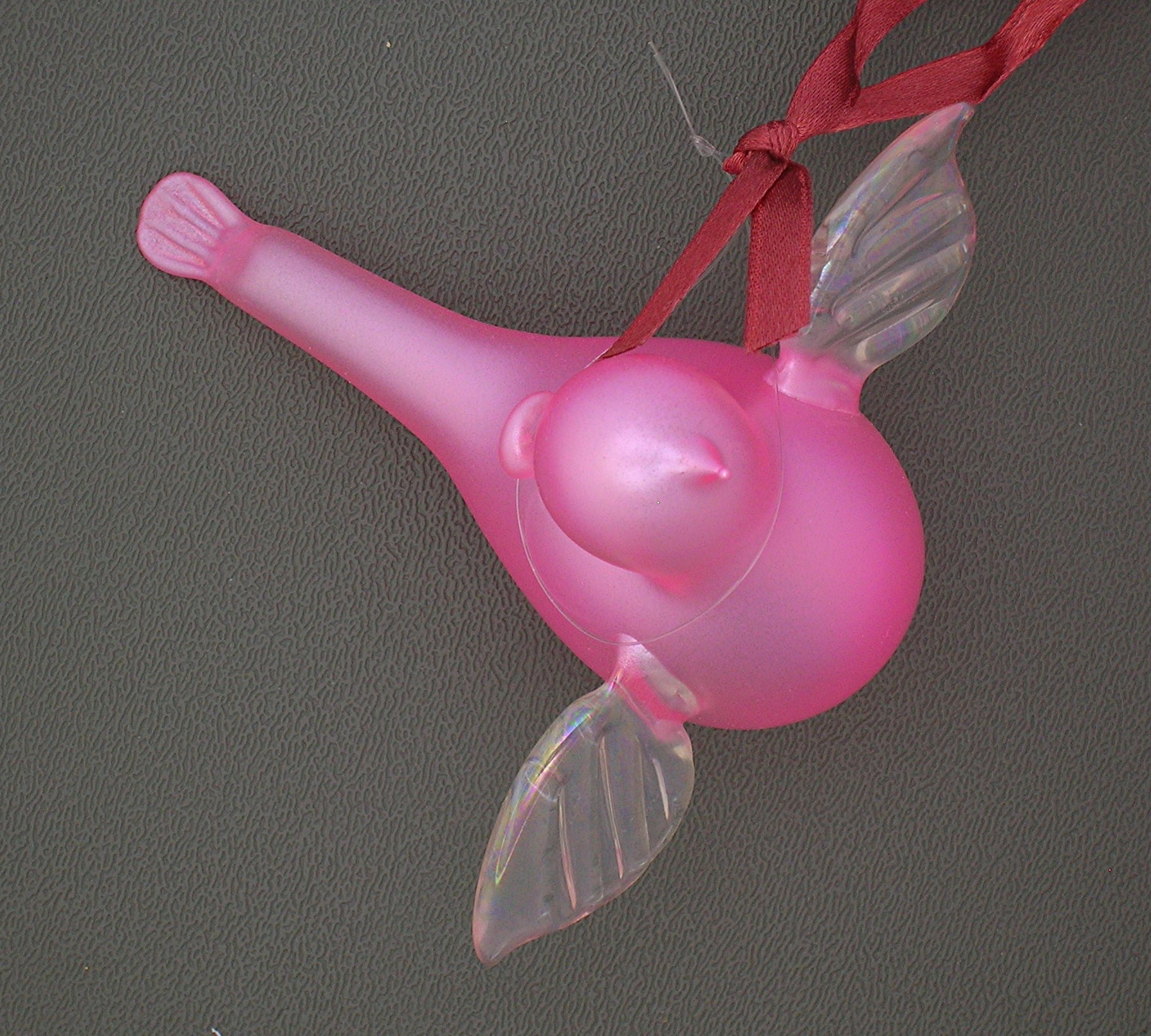 RUSS Handblown Pink Glass Bird In Original Box