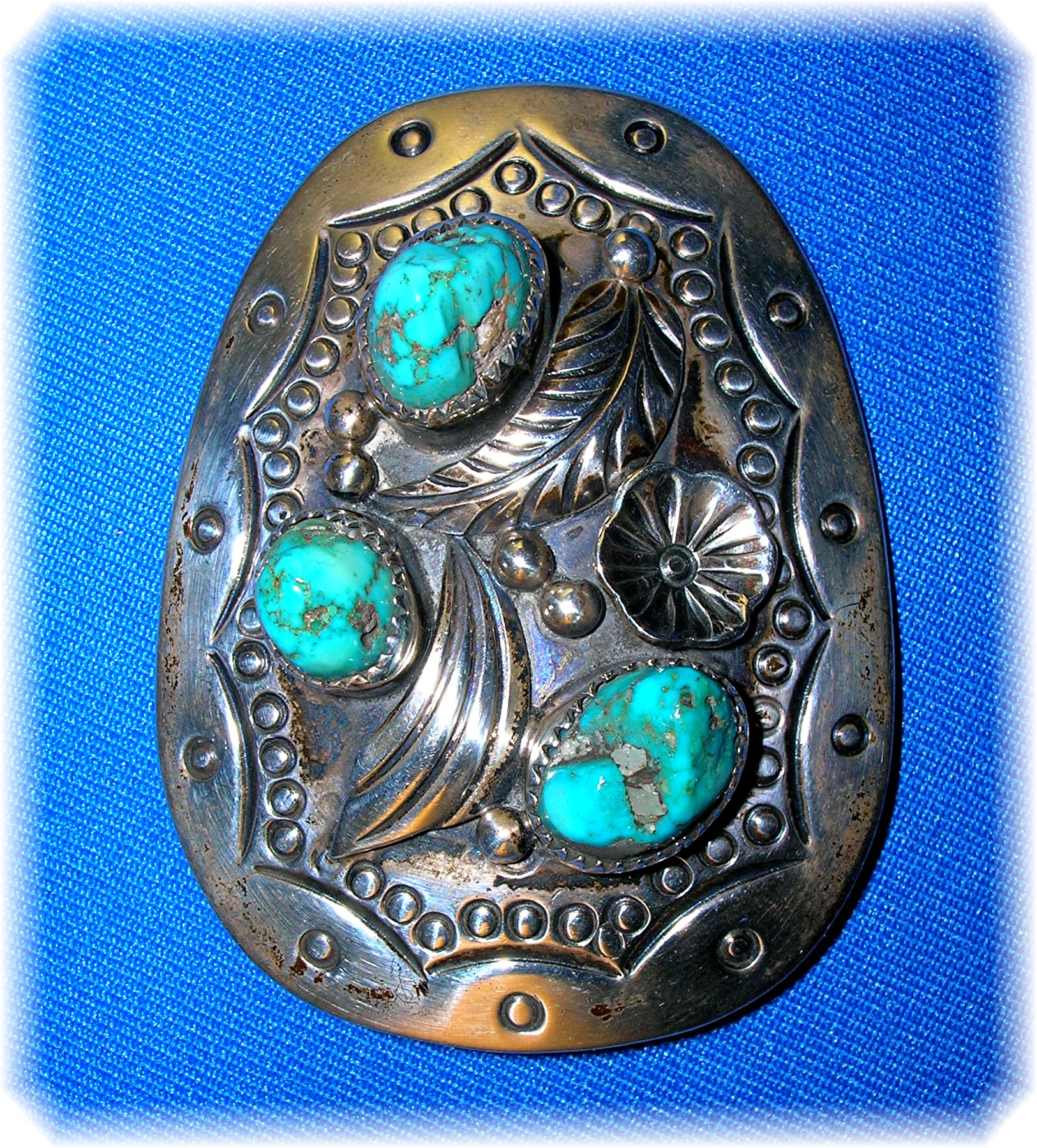 Native American Bolo Sterling Silver Turquoise Signed B